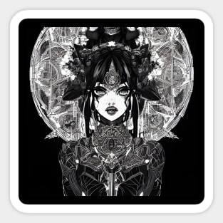 Enigmatic Elegance: Captivating Black and White Art for the Alternative Soul Sticker